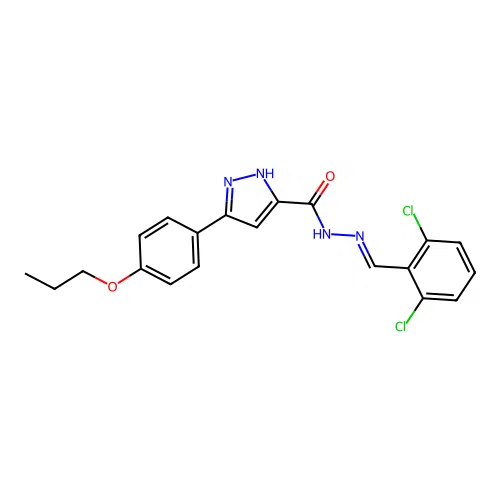 N'-[(E)-(2,6-dichlorophenyl)methylidene]-3-(4-propoxyphenyl)-1H-pyrazole-5-carbohydrazide structure