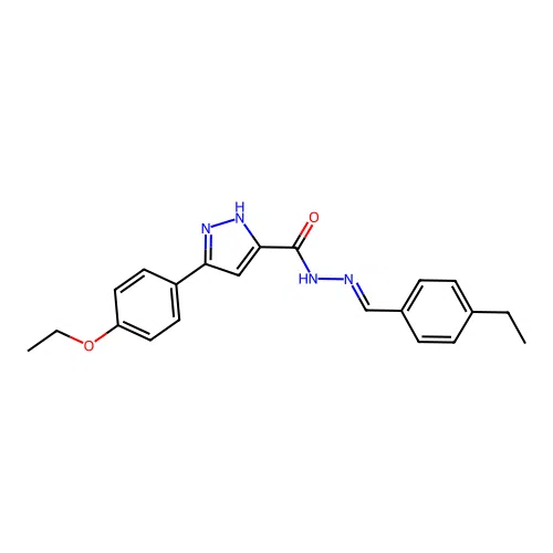 3-(4-ethoxyphenyl)-N'-[(E)-(4-ethylphenyl)methylidene]-1H-pyrazole-5-carbohydrazide structure