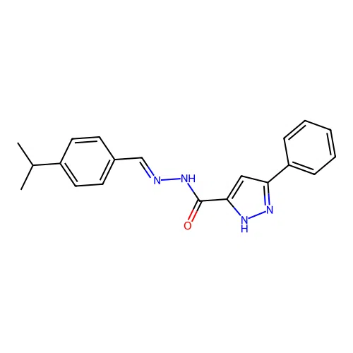 (E)-N'-(4-isopropylbenzylidene)-3-phenyl-1H-pyrazole-5-carbohydrazide structure