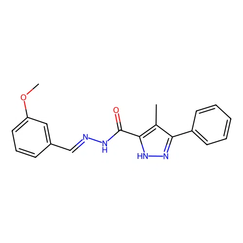 N'-[(E)-(3-methoxyphenyl)methylidene]-4-methyl-3-phenyl-1H-pyrazole-5-carbohydrazide structure