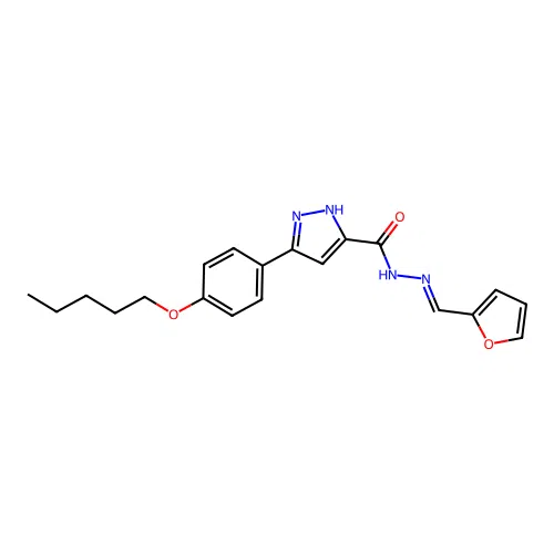 N'-[(E)-furan-2-ylmethylidene]-3-[4-(pentyloxy)phenyl]-1H-pyrazole-5-carbohydrazide structure