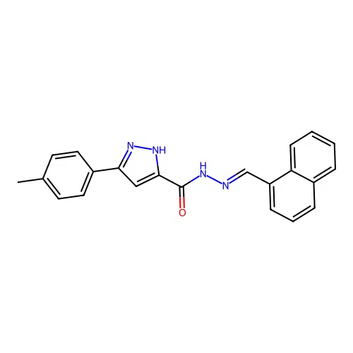 (E)-N'-(naphthalen-1-ylmethylene)-3-(p-tolyl)-1H-pyrazole-5-carbohydrazide structure