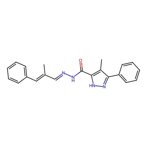 4-methyl-N'-[(1E,2E)-2-methyl-3-phenylprop-2-en-1-ylidene]-3-phenyl-1H-pyrazole-5-carbohydrazide structure