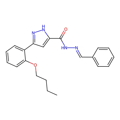 5-(2-butoxyphenyl)-N'-[(E)-phenylmethylidene]-1H-pyrazole-3-carbohydrazide structure