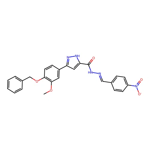 3-[4-(benzyloxy)-3-methoxyphenyl]-N'-[(E)-(4-nitrophenyl)methylidene]-1H-pyrazole-5-carbohydrazide structure