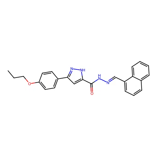 N'-[(E)-1-naphthylmethylidene]-3-(4-propoxyphenyl)-1H-pyrazole-5-carbohydrazide structure