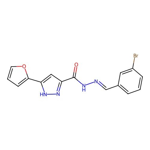 N'-[(E)-(3-bromophenyl)methylidene]-3-(furan-2-yl)-1H-pyrazole-5-carbohydrazide structure