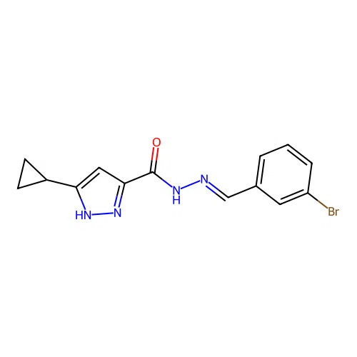 N'-[(E)-(3-bromophenyl)methylidene]-3-cyclopropyl-1H-pyrazole-5-carbohydrazide structure