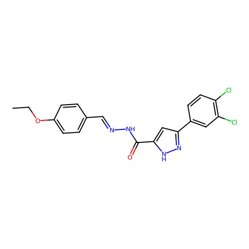 (E)-3-(3,4-dichlorophenyl)-N'-(4-ethoxybenzylidene)-1H-pyrazole-5-carbohydrazide structure