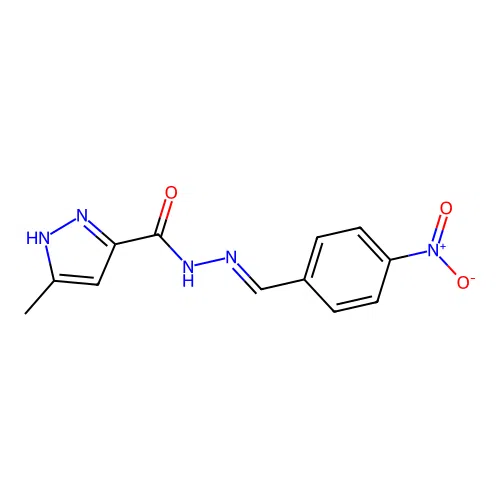 (E)-3-methyl-N'-(4-nitrobenzylidene)-1H-pyrazole-5-carbohydrazide structure