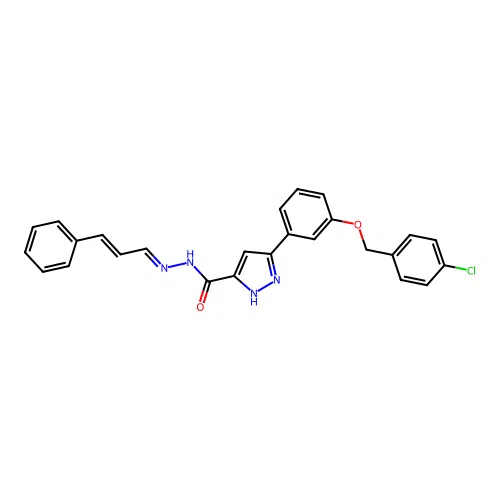 3-{3-[(4-chlorobenzyl)oxy]phenyl}-N'-[(1E,2E)-3-phenylprop-2-en-1-ylidene]-1H-pyrazole-5-carbohydrazide structure