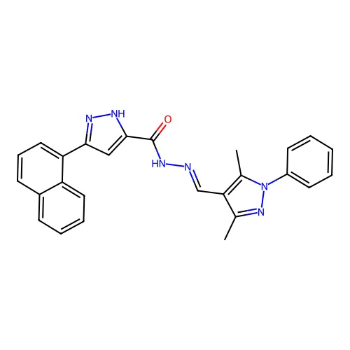 5-Naphthalen-1-yl-2H-pyrazole-3-carboxylic acid [1-(3,5-dimethyl-1-phenyl-1H-pyrazol-4-yl)-meth-(E)-ylidene]-hydrazide structure