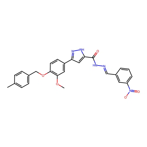 3-{3-methoxy-4-[(4-methylbenzyl)oxy]phenyl}-N'-[(E)-(3-nitrophenyl)methylidene]-1H-pyrazole-5-carbohydrazide structure