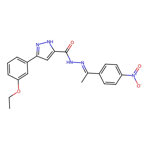 3-(3-ethoxyphenyl)-N'-[(1E)-1-(4-nitrophenyl)ethylidene]-1H-pyrazole-5-carbohydrazide structure