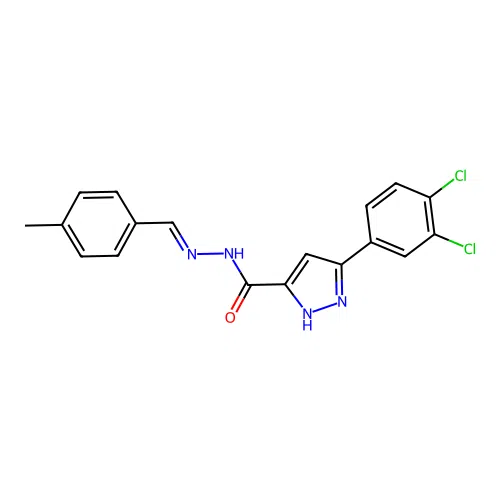 (E)-3-(3,4-dichlorophenyl)-N'-(4-methylbenzylidene)-1H-pyrazole-5-carbohydrazide structure