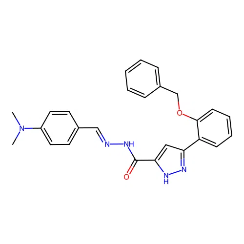 3(2-(Benzyloxy)PH)N'-(4-(dimethylamino)benzylidene)-1H-pyrazole-5-carbohydrazide structure