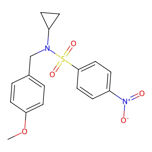 N-cyclopropyl-N-[(4-methoxyphenyl)methyl]-4-nitrobenzenesulfonamide structure