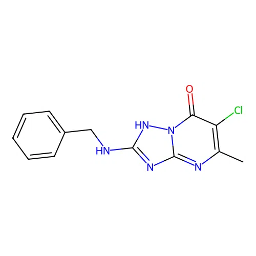 2-(benzylamino)-6-chloro-5-methyl[1,2,4]triazolo[1,5-a]pyrimidin-7(3H)-one structure