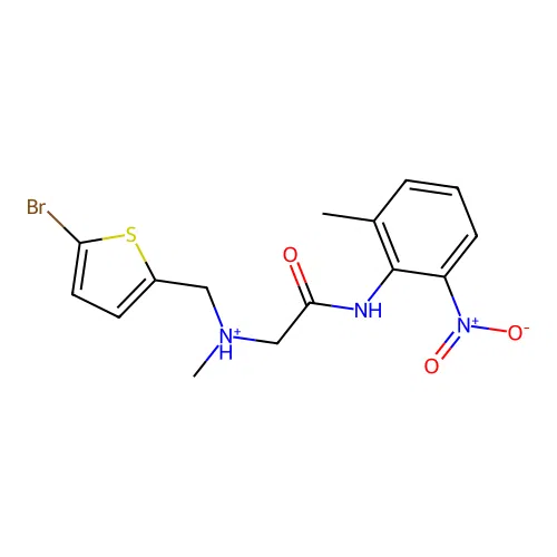 (5-bromothiophen-2-yl)methyl-methyl-[2-(2-methyl-6-nitroanilino)-2-oxoethyl]azanium structure