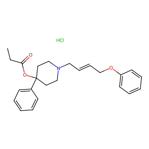 1-(4-Phenoxy-2-butenyl)-4-phenyl-4-piperidinol propanoate (ester) hydrochloride structure