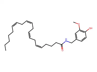 N-[(4-hydroxy-3-methoxyphenyl)methyl]eicosa-5,8,11,14-tetraenamide structure