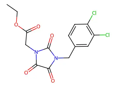 Ethyl 2-[3-(3,4-dichlorobenzyl)-2,4,5-trioxo-1-imidazolidinyl]acetate structure