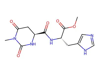 L-Histidine, N-((hexahydro-1-methyl-2,6-dioxo-4-pyrimidinyl)carbonyl)-, methyl ester, (S)-, dihydrate structure