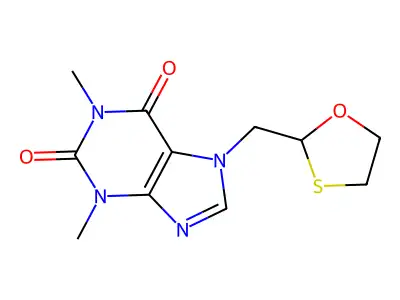 1H-Purine-2,6-dione, 3,7-dihydro-1,3-dimethyl-7-(1,3-oxathiolan-2-ylmethyl)- structure