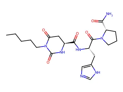 N-((Hexahydro-2,6-dioxo-1-pentyl-4-pyrimidinyl)carbonyl)-L-histidyl-L-prolinamide hydrate structure