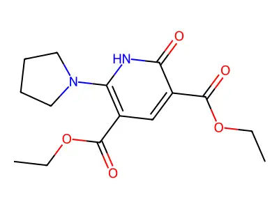 Diethyl 2-oxo-6-(1-pyrrolidinyl)-1,2-dihydro-3,5-pyridinedicarboxylate structure