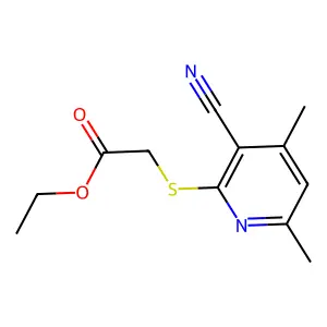 Ethyl 2-((3-cyano-4,6-dimethylpyridin-2-yl)thio)acetate structure