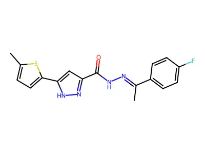 N'-[(1E)-1-(4-fluorophenyl)ethylidene]-3-(5-methylthiophen-2-yl)-1H-pyrazole-5-carbohydrazide structure