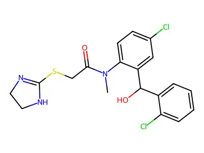 Acetamide, N-(4-chloro-2-((2-chlorophenyl)hydroxymethyl)phenyl)-2-((4,5-dihydro-1H-imidazol-2-yl)thio)-N-methyl- structure