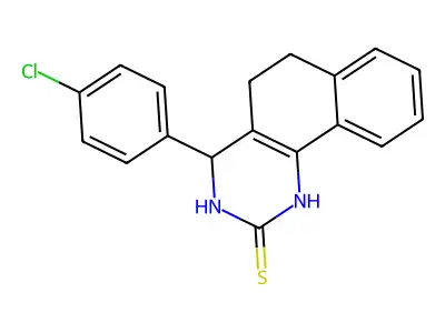 4-(4-chlorophenyl)-3,4,5,6-tetrahydrobenzo[h]quinazoline-2(1H)-thione structure