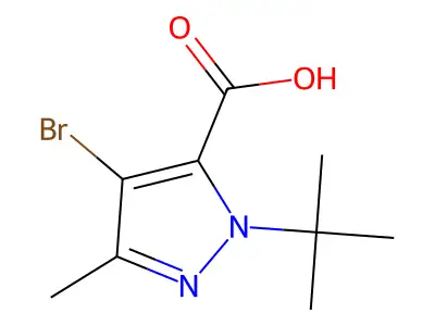4-bromo-1-tert-butyl-3-methyl-1H-pyrazole-5-carboxylic acid structure