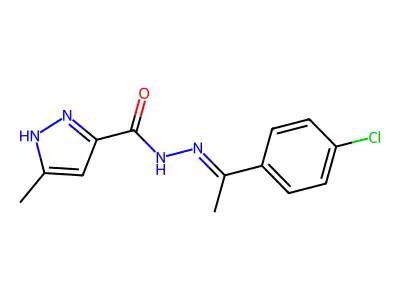 N'-[(1E)-1-(4-chlorophenyl)ethylidene]-3-methyl-1H-pyrazole-5-carbohydrazide structure