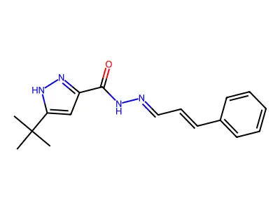 (E)-3-(tert-butyl)-N'-((E)-3-phenylallylidene)-1H-pyrazole-5-carbohydrazide structure