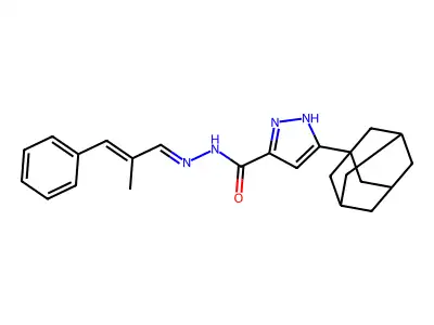 (E)-3-((1s,3s)-adamantan-1-yl)-N'-((E)-2-methyl-3-phenylallylidene)-1H-pyrazole-5-carbohydrazide structure