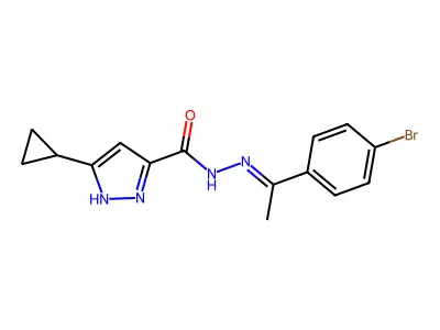 N'-[(1E)-1-(4-bromophenyl)ethylidene]-3-cyclopropyl-1H-pyrazole-5-carbohydrazide structure
