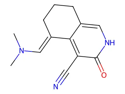 2,3,5,6,7,8-Hexahydro-5-((dimethylamino)methylene)-3-oxo-4-isoquinolinecarbonitrile structure