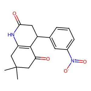 7,7-dimethyl-4-(3-nitrophenyl)-3,4,6,8-tetrahydro-1H-quinoline-2,5-dione structure