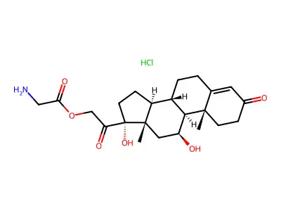 11,17-Dihydroxy-3,20-dioxopregn-4-en-21-yl glycinate--hydrogen chloride (1/1) structure