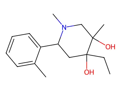 4-Ethyl-1,3-dimethyl-6-(2-methylphenyl)piperidine-3,4-diol structure