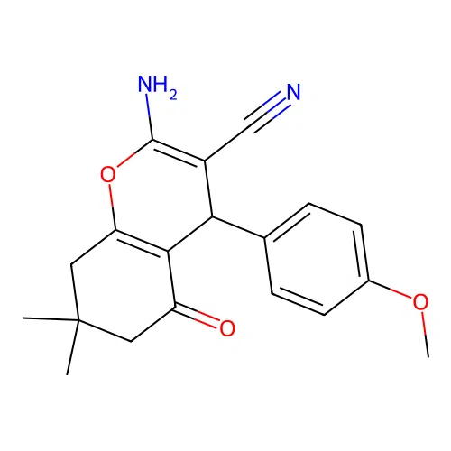 2-amino-4-(4-methoxyphenyl)-7,7-dimethyl-5-oxo-5,6,7,8-tetrahydro-4H-chromene-3-carbonitrile structure