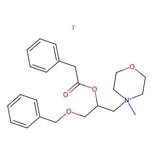 4-(3-Benzyloxy-2-phenylacetoxy-propyl)-4-methyl-morpholin-4-ium structure