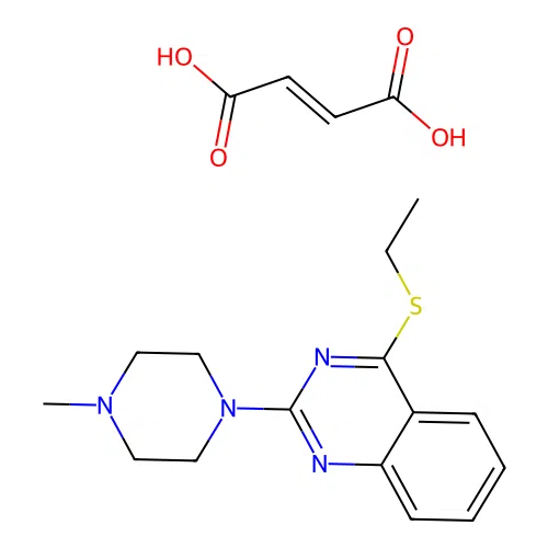 Quinazoline, 4-(ethylthio)-2-(4-methyl-1-piperazinyl)-, (E)-2-butenedioate (1:1) structure