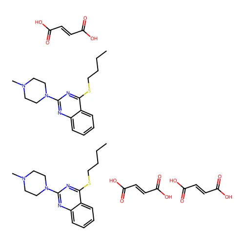 Quinazoline, 4-(butylthio)-2-(4-methyl-1-piperazinyl)-, (E)-2-butenedioate (2:3) structure