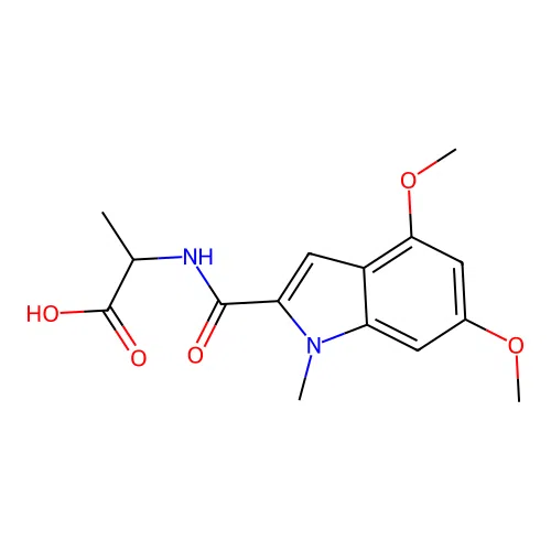 2-[(4,6-Dimethoxy-1-methylindole-2-carbonyl)amino]propanoic acid structure