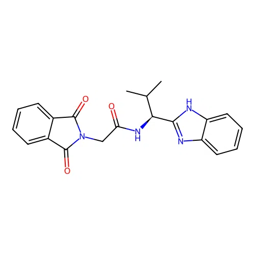 N-[(1S)-1-(1H-benzimidazol-2-yl)-2-methylpropyl]-2-(1,3-dioxoisoindol-2-yl)acetamide structure
