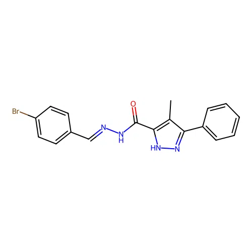 (E)-N'-(4-bromobenzylidene)-4-methyl-3-phenyl-1H-pyrazole-5-carbohydrazide structure